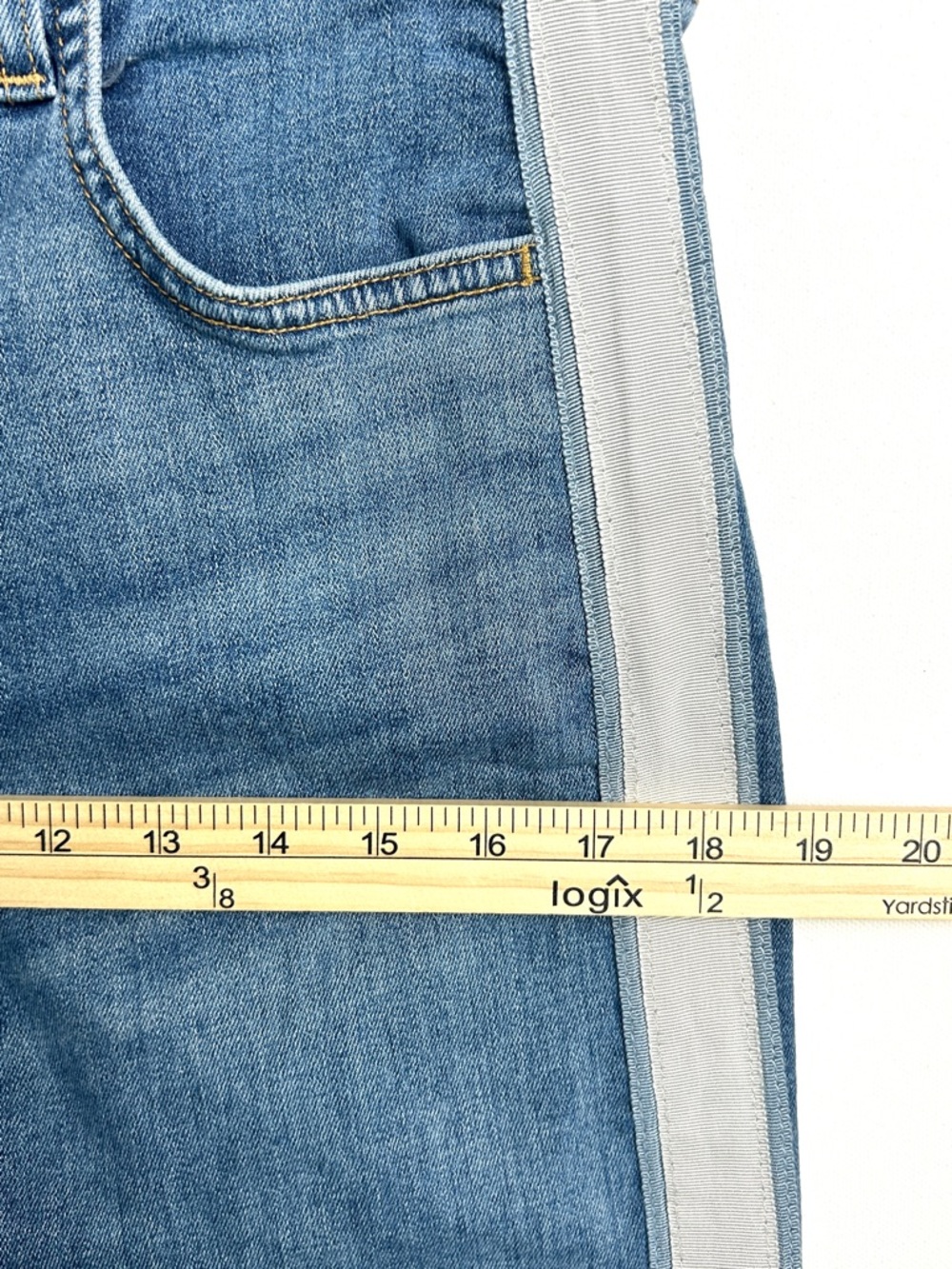 Veronica Beard Debbie Jeans Beacon Stripe Button Fly Women's 31 Size 12 Blue - Picture 10 of 15